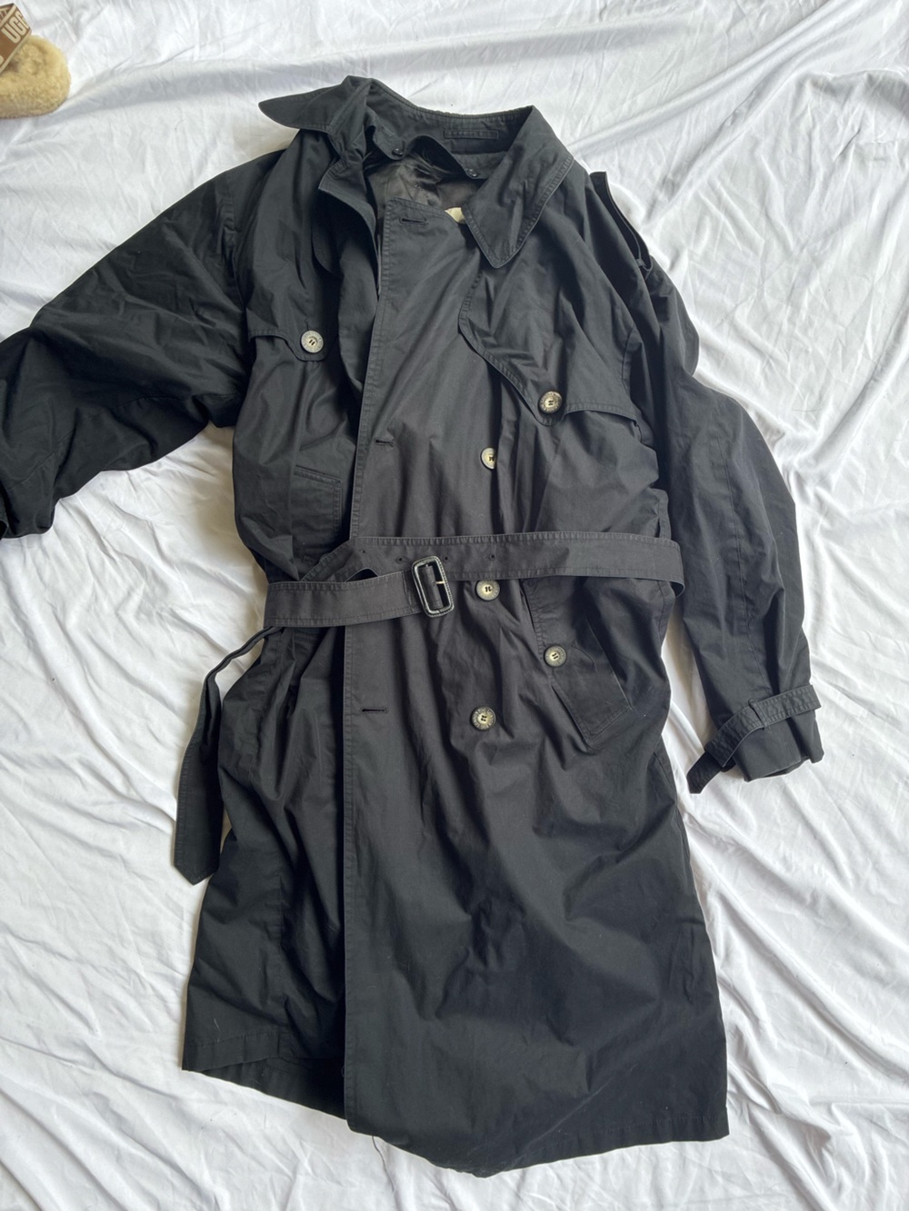 Women's Black Trench Coat with Belt London fog